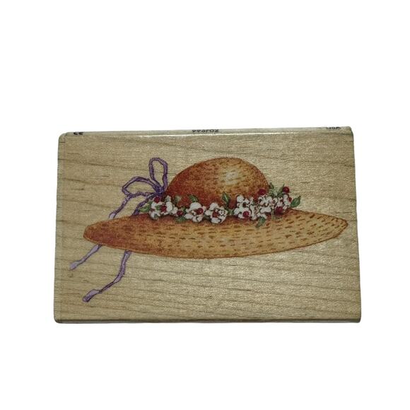 ALL NIGHT MEDIA Summer Straw Hat Susan Branch Design Wood Rubber Stamp 995F02 - Picture 1 of 6